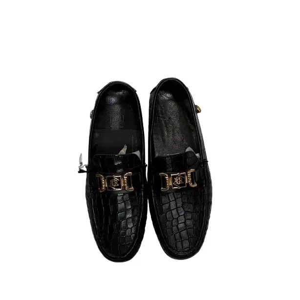Black Croc-Embossed Loafer